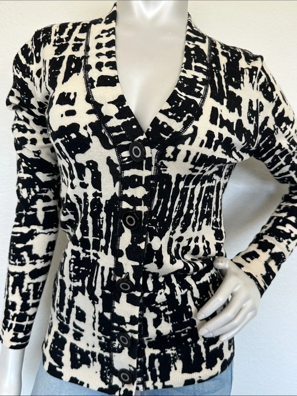 Tory Burch Simone Patterned Abstract Cardigan